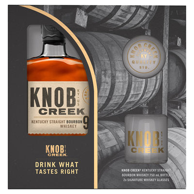 Buy Knob Creek Straight Bourbon 100 W/ 2 Rock Glasses 750ML Online -Craft City