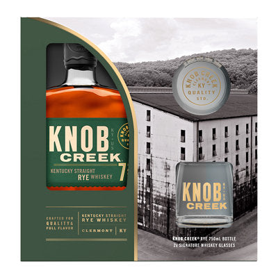 Buy Knob Creek Straight Rye Whiskey Small Batch 7 Yr 100 W/ 2 Knob Creek Whiskey Glasses 750ML Online -Craft City