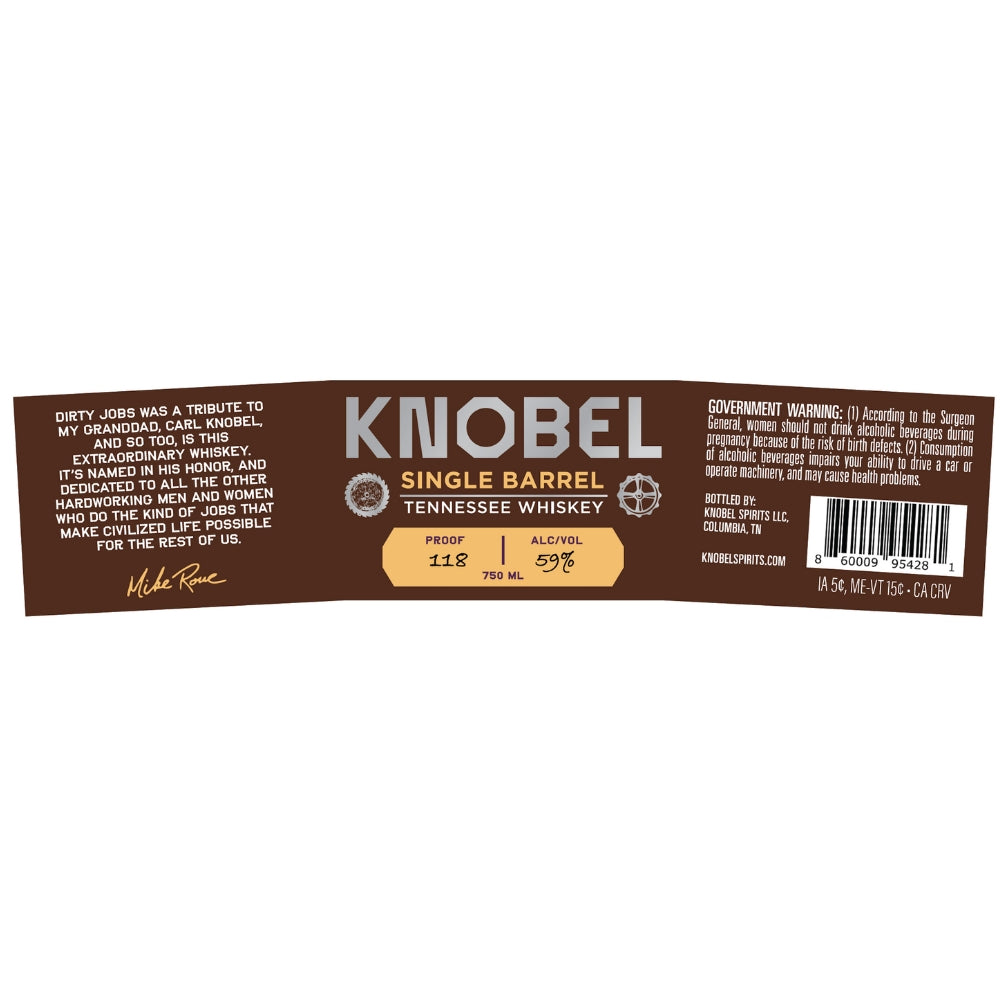 Buy Knobel Single Barrel Tennessee Whiskey by Mike Rowe Online -Craft City
