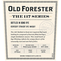 Buy Old Forester The 117 Series Bottled in Bond Rye Whiskey Online -Craft City