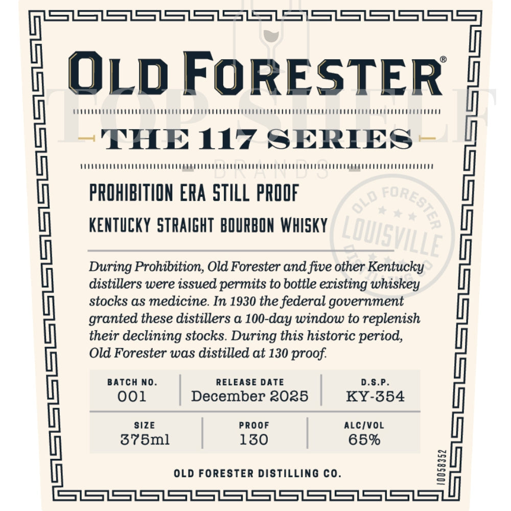 Buy Old Forester The 117 Series Prohibition Era Still Proof Bourbon Online -Craft City