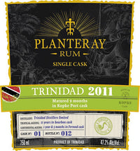 Buy Planteray Gold Rum Single Cask 12 Yr 94.4 750ML Online -Craft City