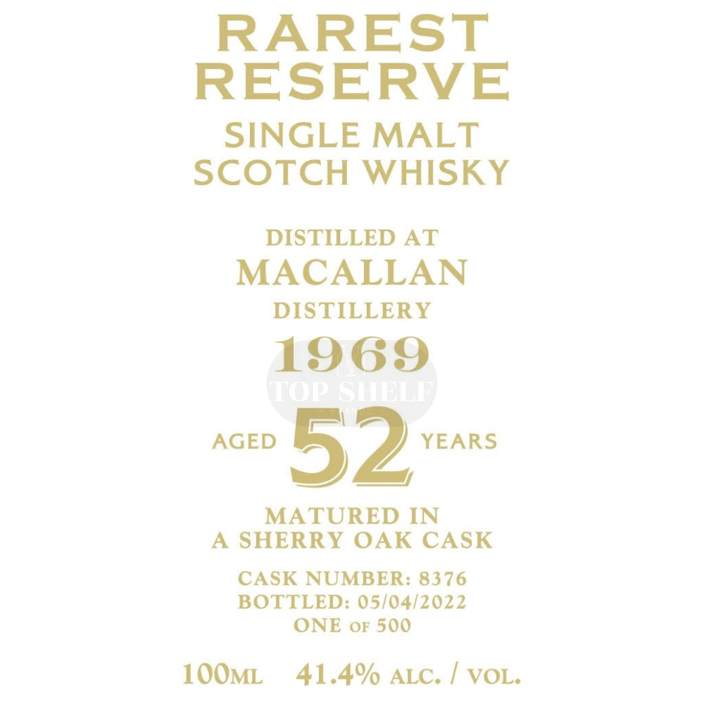 Buy Rarest Reserve 52 Year Old Macallan 1969 Online -Craft City
