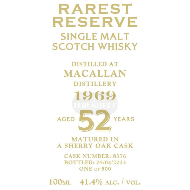 Buy Rarest Reserve 52 Year Old Macallan 1969 Online -Craft City