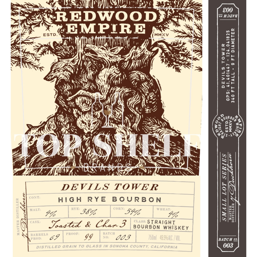 Buy Redwood Empire Devils Tower High Rye Bourbon Batch 003 Online -Craft City