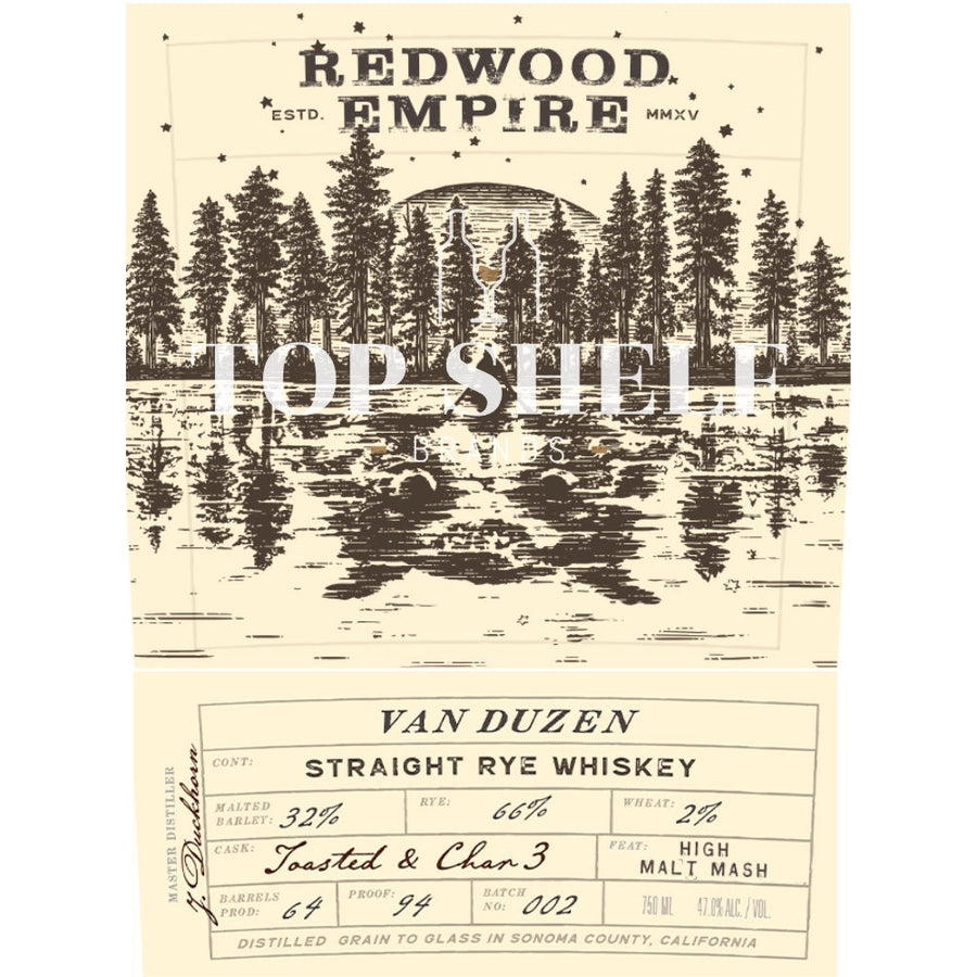Buy Redwood Empire Van Duzen Straight Rye Batch 2 Online -Craft City