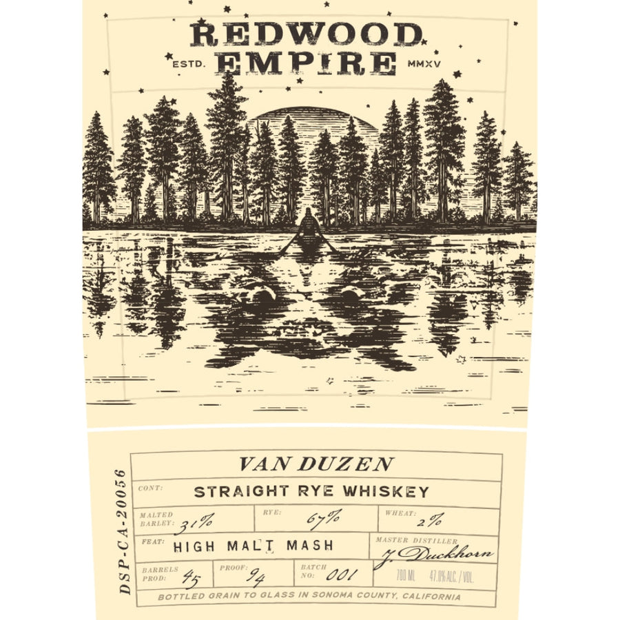 Buy Redwood Empire Van Duzen Straight Rye Whiskey Online -Craft City