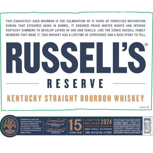 Buy Russellôs Reserve 15 Year Old Bourbon 2024 Release Online -Craft City