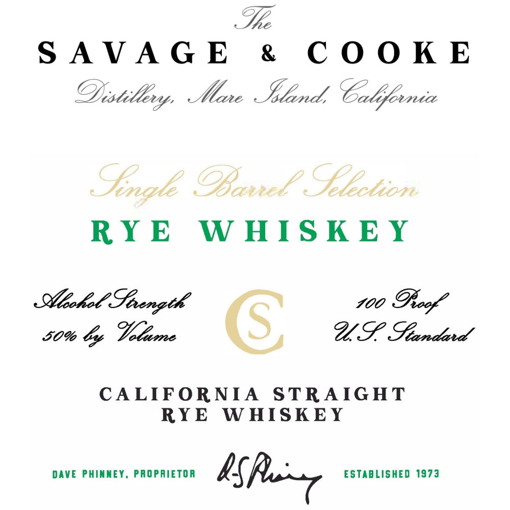 Buy Savage & Cooke Single Barrel Selection Straight Rye Online -Craft City