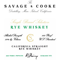Buy Savage & Cooke Single Barrel Selection Straight Rye Online -Craft City