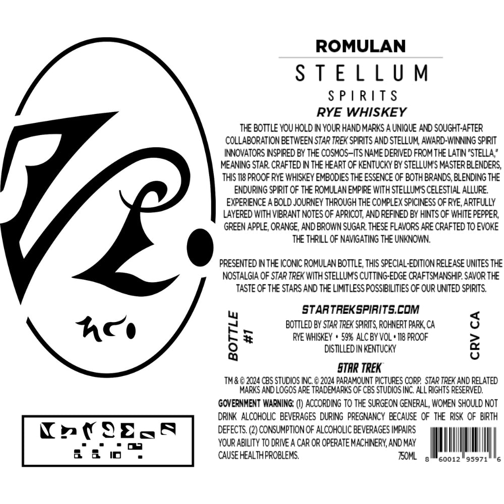 Buy Stellum X Star Trek Spirits Romulan Rye Whiskey Online -Craft City