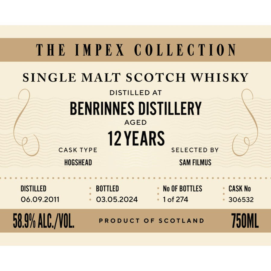 Buy The ImpEx Collection Benrinnes Distillery 12 Year Old Online -Craft City
