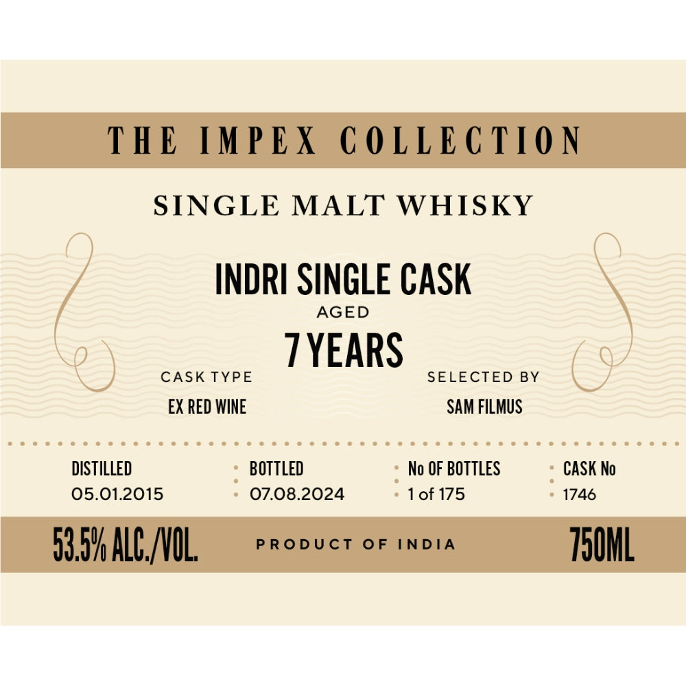 Buy The ImpEx Collection Indri Single Cask 7 Year Old Online -Craft City