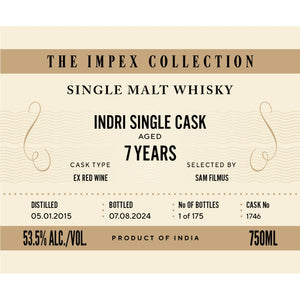 Buy The ImpEx Collection Indri Single Cask 7 Year Old Online -Craft City