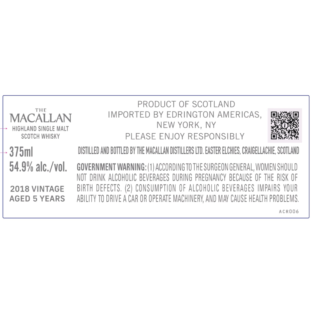Buy The Macallan 5 Year Old 2018 Vintage 375ml Online -Craft City
