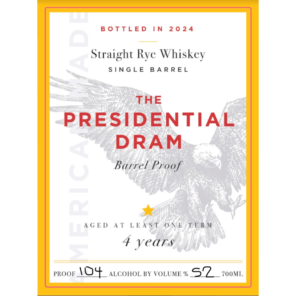 Buy The Presidential Dram 4 Year Old Rye 2024 Release Online -Craft City
