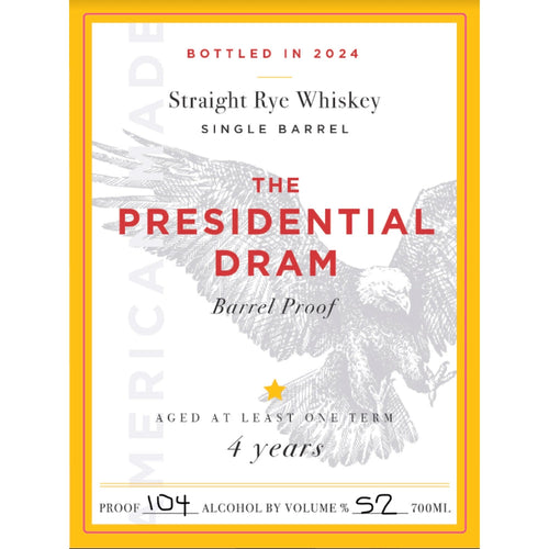 Buy The Presidential Dram 4 Year Old Rye 2024 Release Online -Craft City