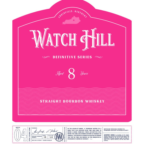 Buy Watch Hill Definitive Series 8 Year Old Bourbon Batch 04 Online -Craft City
