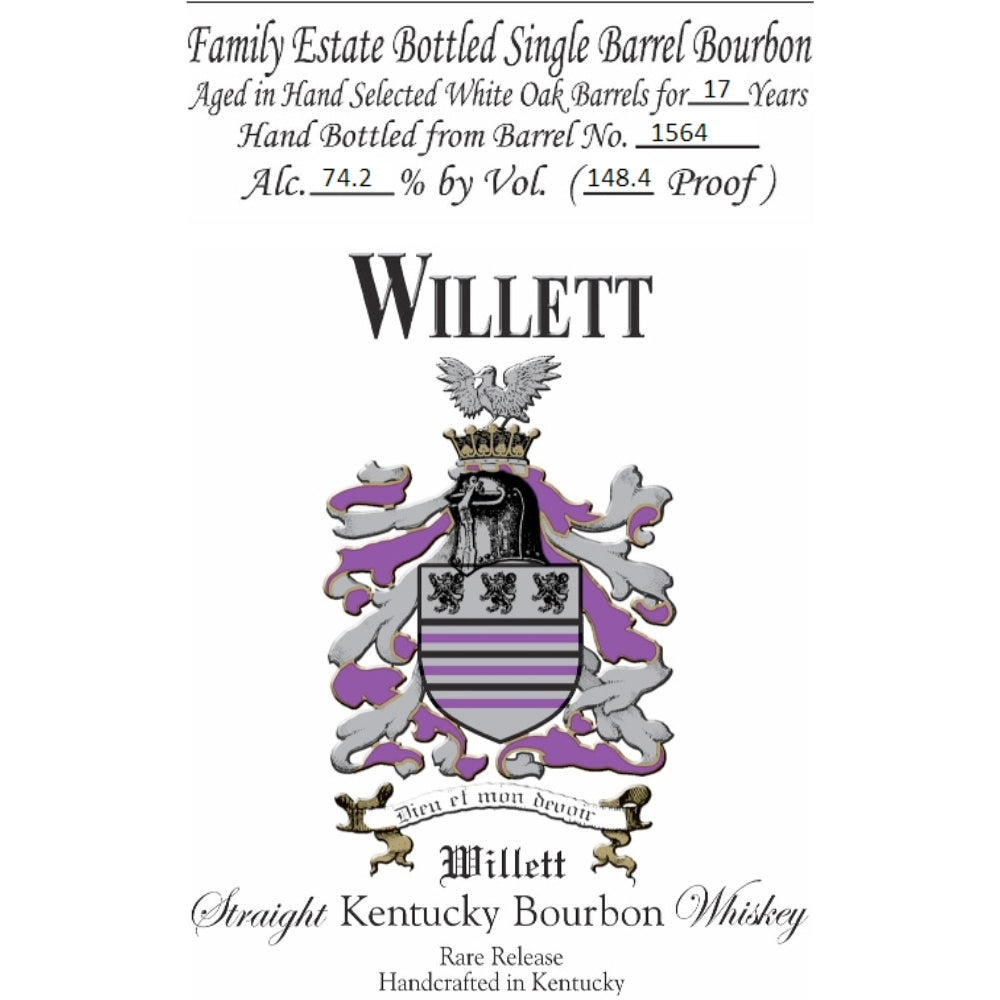 Buy Willet 17 Year Old Single Barrel Bourbon Barrel #1564 Online -Craft City
