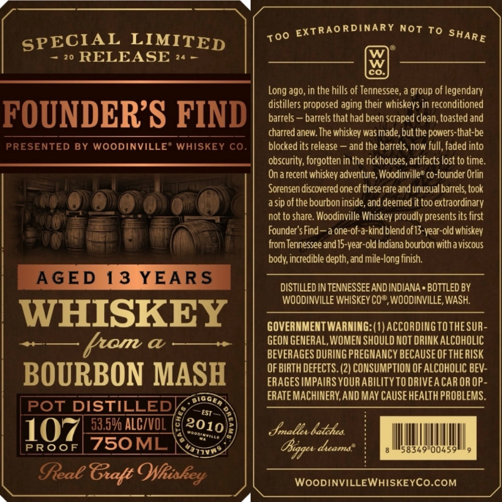 Buy Woodinville Founderôs Find 13 Year Old Bourbon Online -Craft City