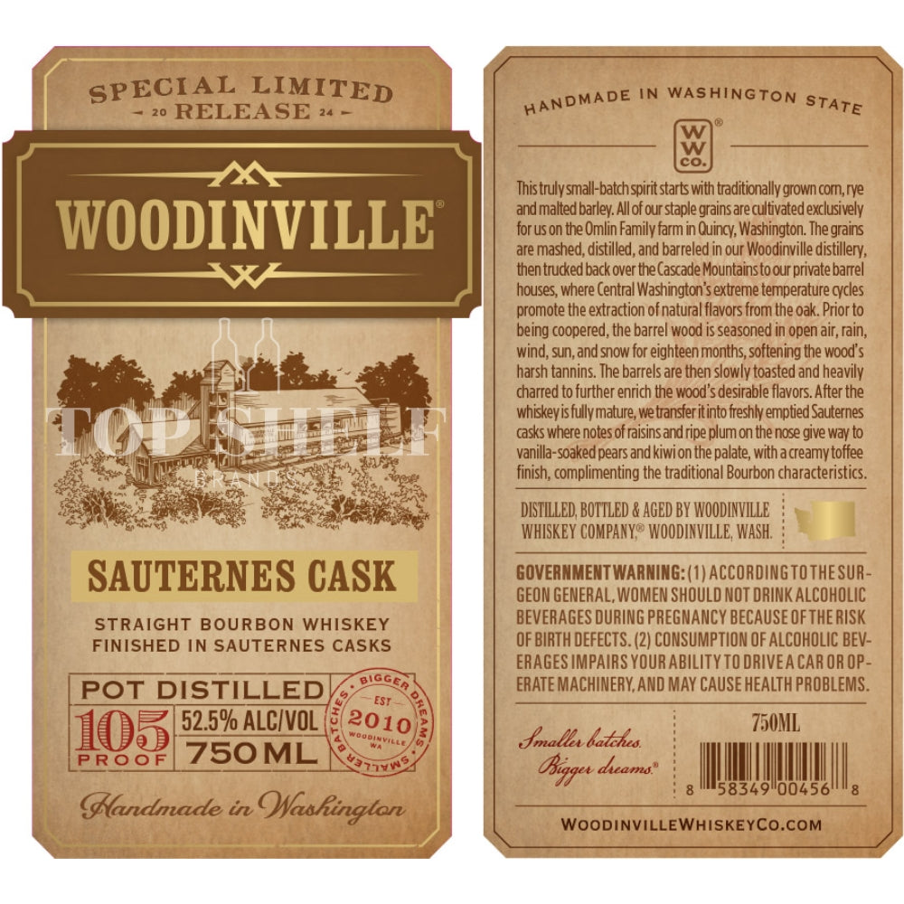 Buy Woodinville Sauternes Cask Finished Bourbon Online -Craft City