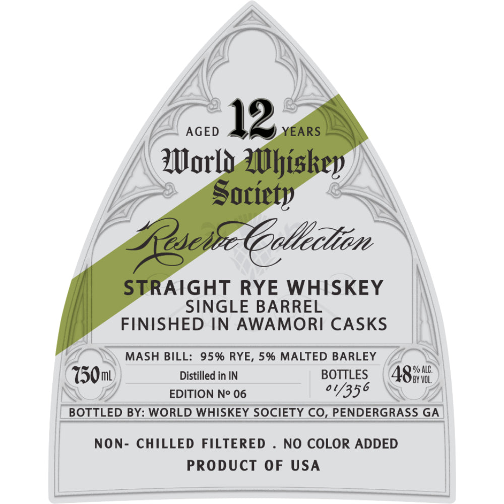 Buy World Whiskey Society Reserve Collection 12 Year Rye Finished in Awamori Casks Online -Craft City