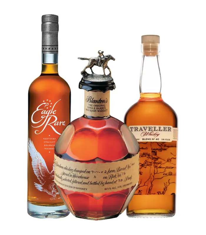 Eagle Rare 10 Year, Blanton’s Single Barrel & Traveller 3PK Whiskey Bundle