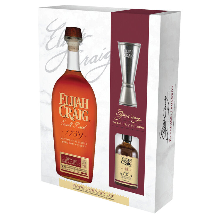 Buy Elijah Craig Straight Bourbon Small Batch 94 W/ Ec Jigger & Gents Old Fashioned Cockail Syrup Online -Craft City