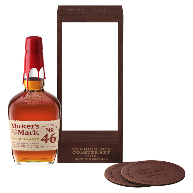 Buy Makers Straight Bourbon W/ Wood Box With Leather Coasters Online -Craft City