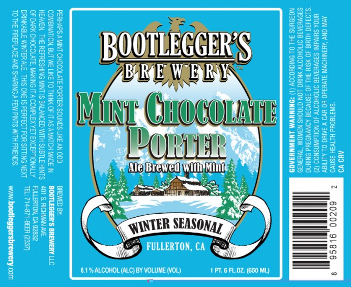 Bootleggers Mint Chocolate Porter 22oz