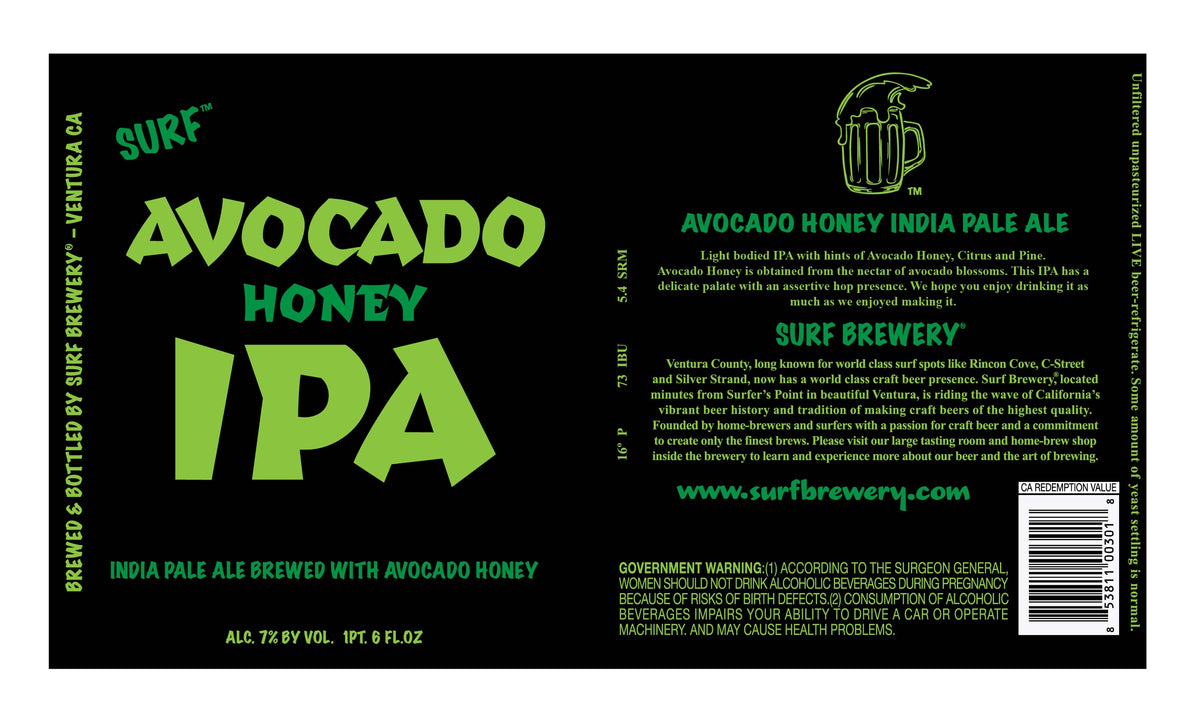 Surf Avocado Honey IPA 22oz